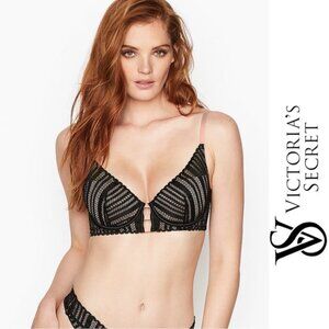 Victoria's Secret | Black and Pink Lined Plunge Bra | Size 34DD